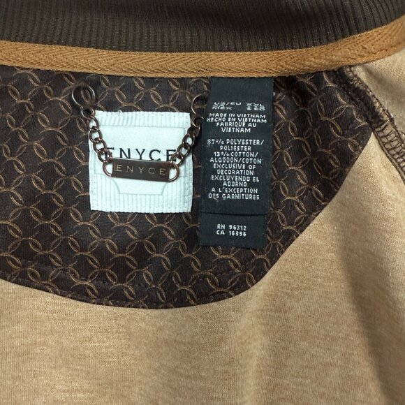 ENYCE Zip Track Jacket Brown Monogram Logo Full Zip Retro Style Size XXL - Picture 15 of 16